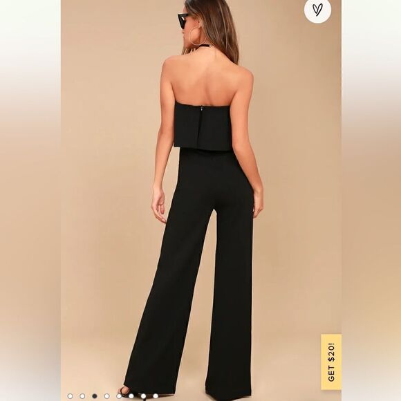 Lulus Power Of Love Black Strapless V Neck Jumpsuit Size XS - Picture 4 of 11